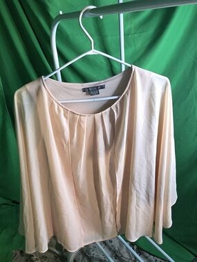 Suzy Shier Cream Pleated Chiffon Blouse
